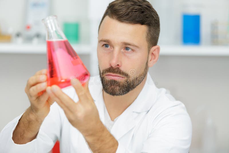 Man Lab Assistant Chemistry Science Stock Photo Image of biology, researcher 196187540