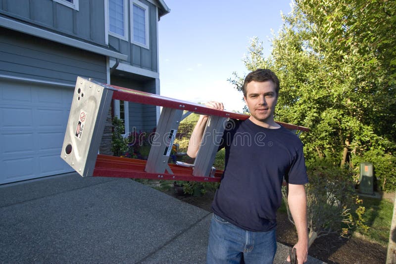 Man with Ladder and Hammer - Horizontal