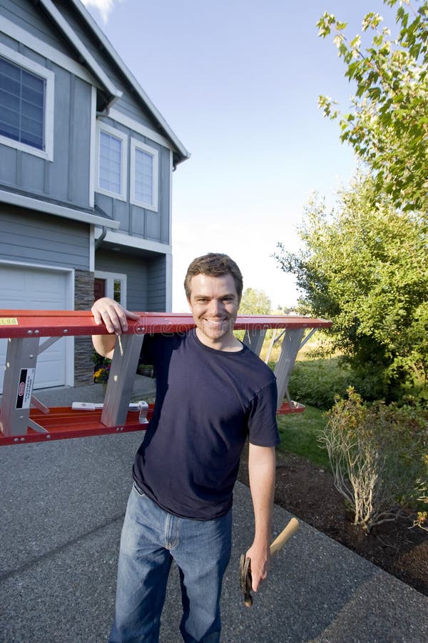 Man with Ladder and Hammer - Vertical