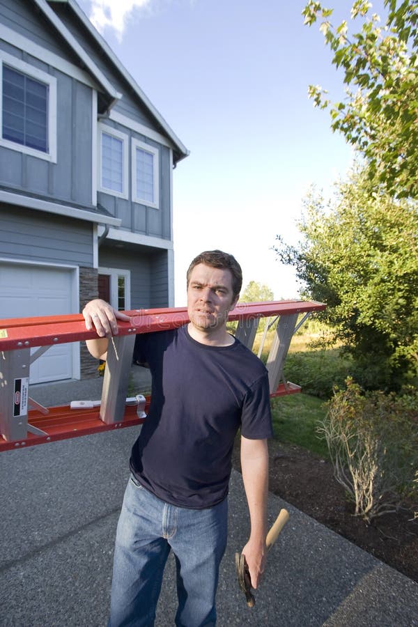 Man with Ladder and Hammer - Vertical