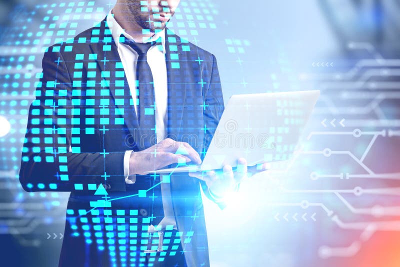 Man with Laptop, Network Interface Stock Image Image of connection