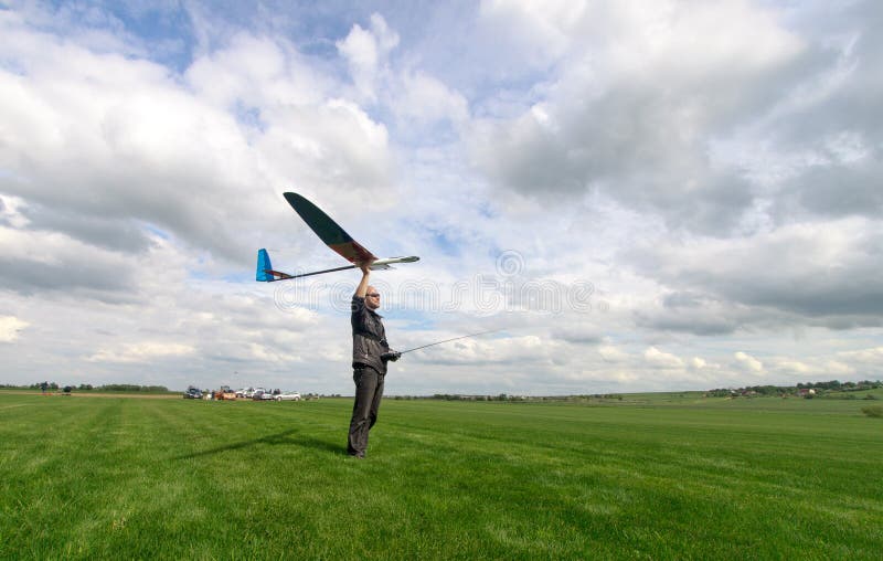 Man Launches into the Sky RC Glider Stock Image - Image of glider, fast ...