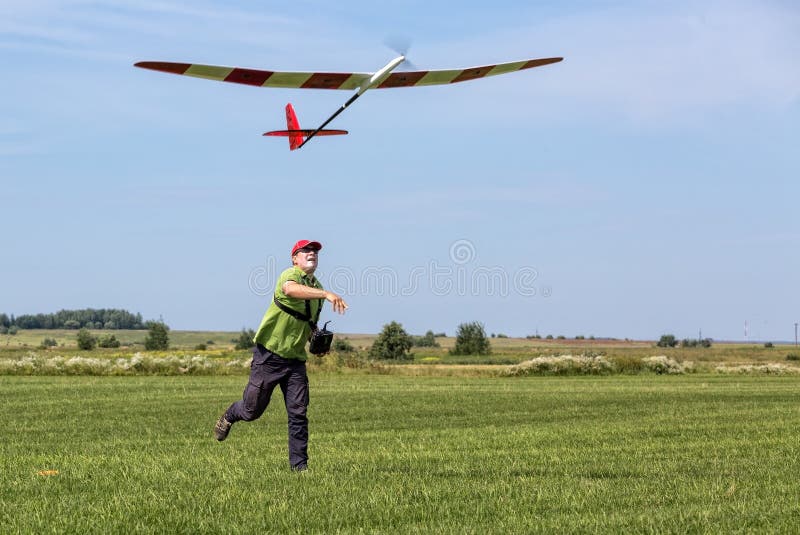 Man Makes The Assembly RC Glider Stock Image - Image of avia, propeller ...