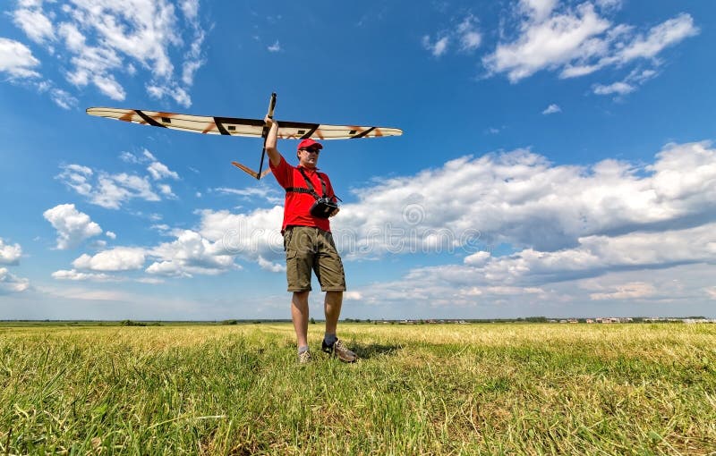 Man Launches into the Sky RC Glider Stock Image - Image of wing ...