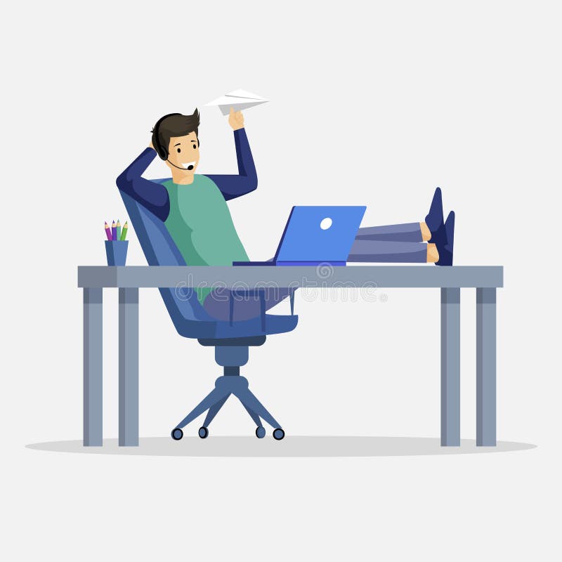 Man launching paper airplanes vector illustration. Freelance, technical support, outsourcing concept. royalty free illustration