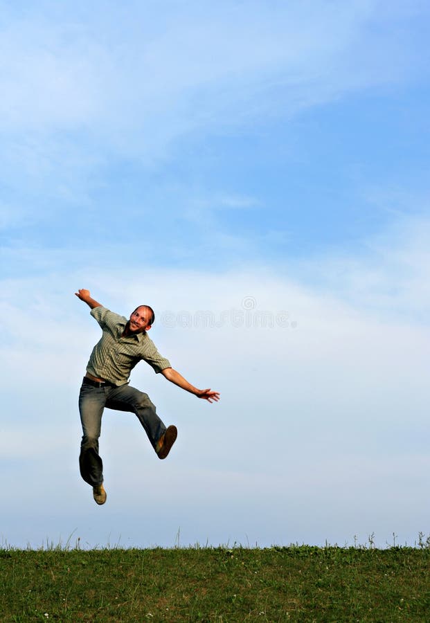 Man leaping playfully
