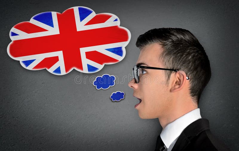 Man learn speaking english in bubble