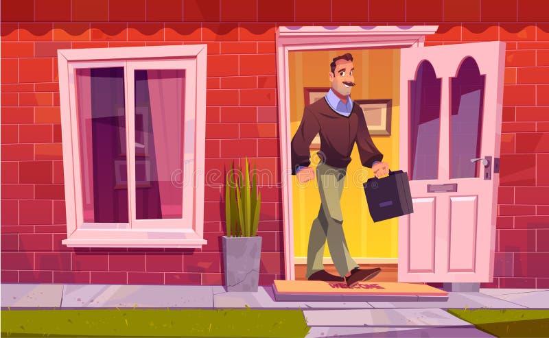 Man leaving home and going to work