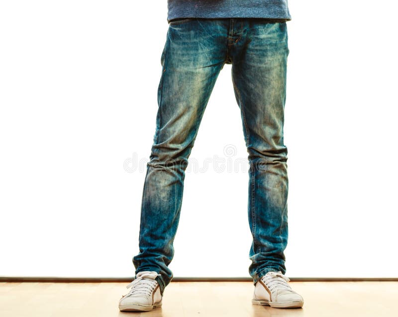 Man Legs in Denim Trousers Casual Style Stock Photo - Image of fashion ...