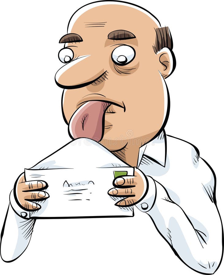 Man Licking Envelope stock illustration. Illustration of paper 41141364