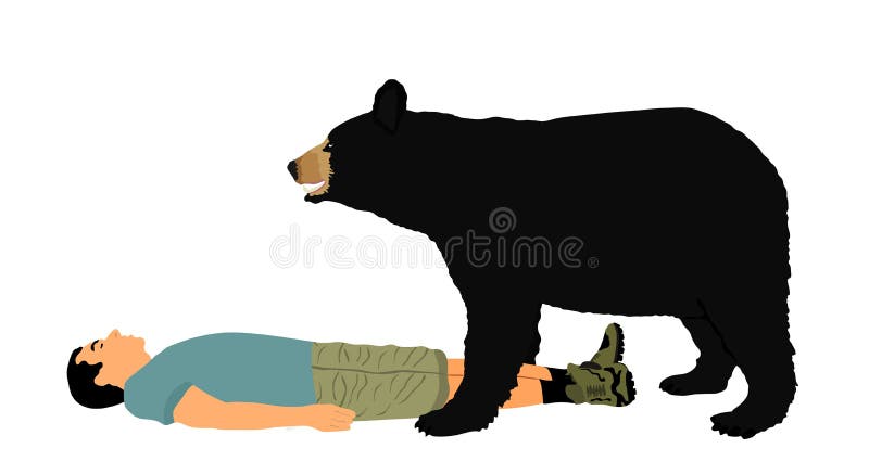 Man Lies on the Ground and Pretends To Be Dead To Protect Himself from Bear  Attacks Vector Illustration Stock Vector - Illustration of aggressive,  hunting: 222004151