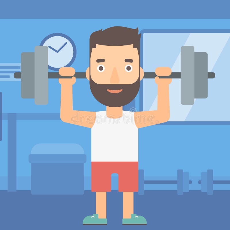 Man lifting barbell. stock vector. Illustration of caucasian 71156349