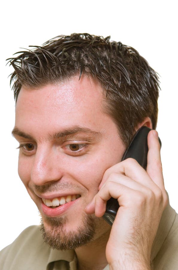 Man listening to good news on the phone