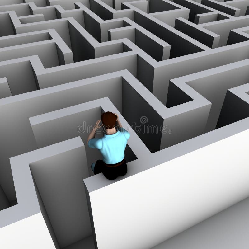 Man looking into a maze