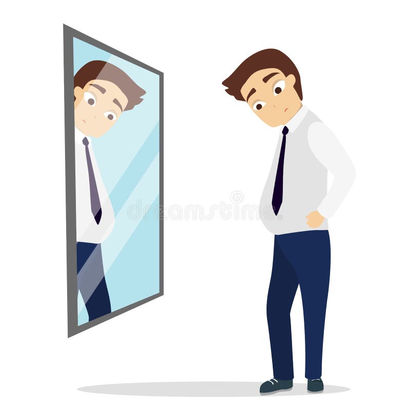 Man looking at the mirror. stock vector. Illustration of mirror - 104781456