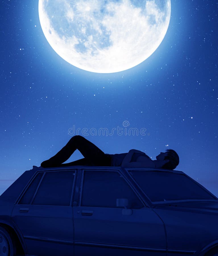 Vector Design, Illustration Of A Man Sitting On Top Of The Car While  Looking At The Night Sky Royalty Free SVG, Cliparts, Vectors, and Stock  Illustration. Image 151115116.