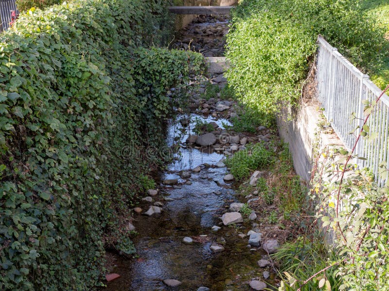 Creek manmade waterfall stock photo. Image of landscape 158042118