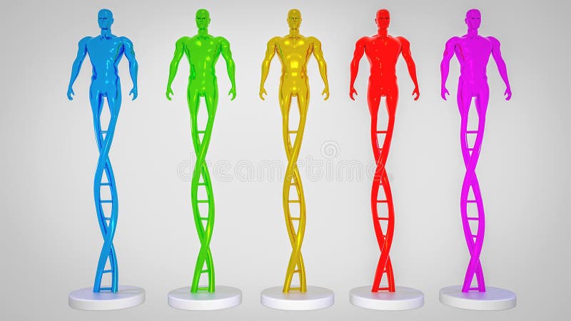 Man made from DNA concept CRISPR and gene editing concept, DNA manipulation, PCR protein molecular DNA royalty free illustration