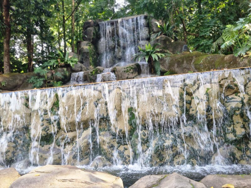 Man made waterfall in the middle of the city. Man made waterfall stock images, royalty-free photos and pictures