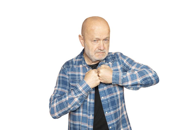 A man making an angry gesture with his fists royalty free stock images