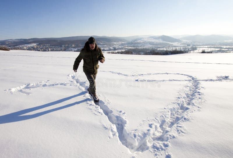 Man making big heart sign