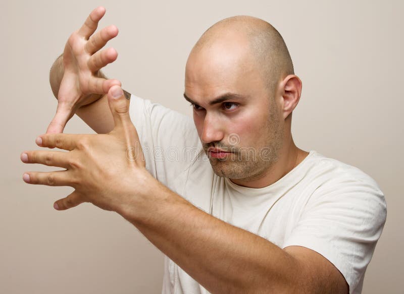 Man making frame with his hands stock image