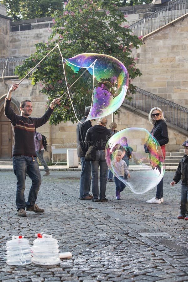 Man Making Giant Soap Bubbles Editorial Stock Photo Image of park