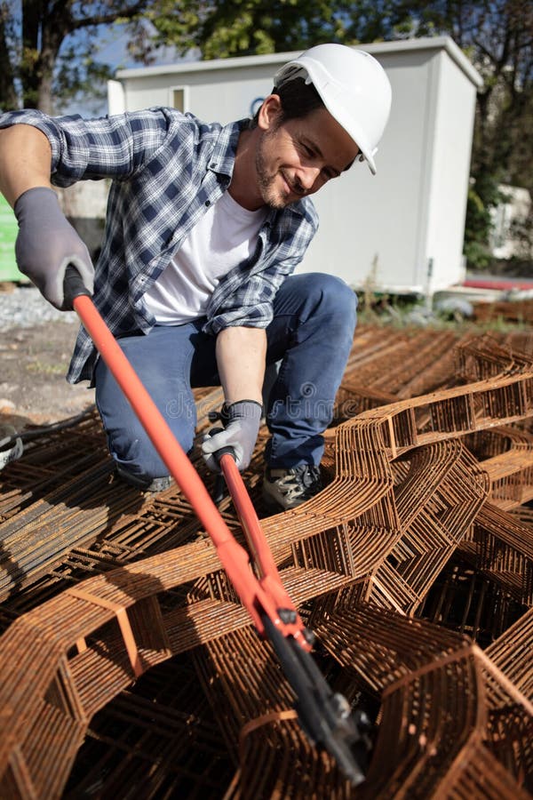 Man Making Net Steel Bars Building Stock Photos Free & RoyaltyFree