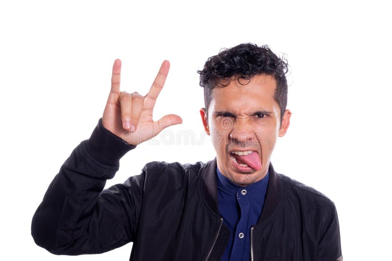 Punk rocker making a hardcore hand gesture Stock Photo by ©ljsphotography  102839772