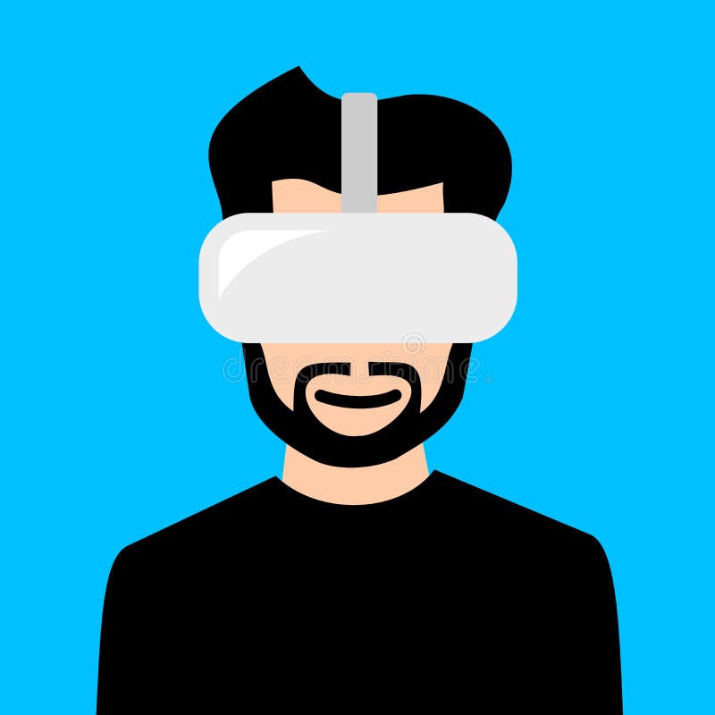 Virtual Reality Headset Emoji and Emoticon of Person Using Modern