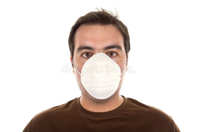 Man with mask - pollution concept stock image