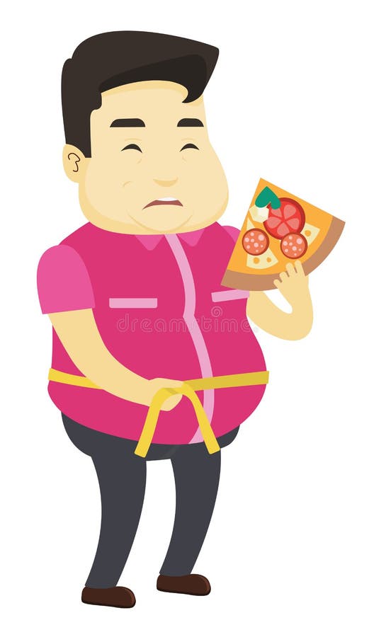 fat guy eating pizza cartoon