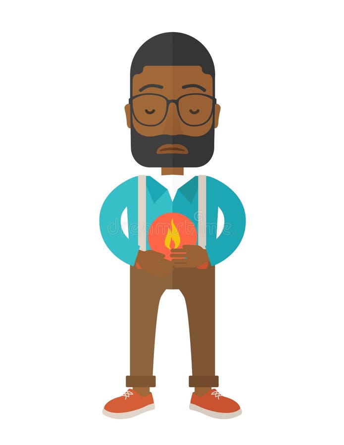 A sick african-american man with heartburn holding hands on his stomach vector flat design illustration isolated on white background. Vertical layout. A sick african-american man with heartburn holding hands on his stomach vector flat design illustration isolated on white background. Vertical layout.