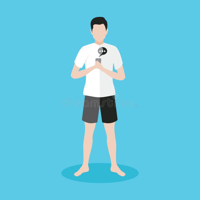 Man messaging on mobile phone vector illustration decorative design man messaging on mobile phone vector illustration decorative illustration de vecteur