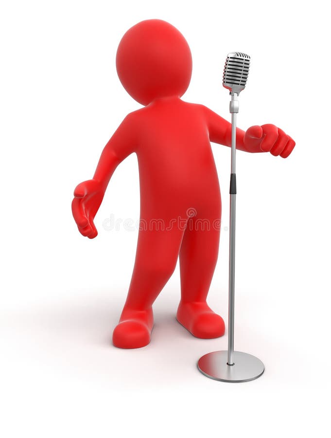 Man and Microphone (clipping Path Included) Stock Illustration