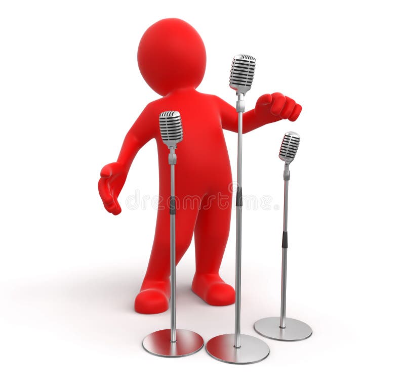 Man and Microphone (clipping Path Included) Stock Illustration