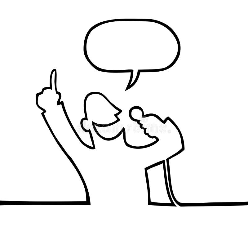 Man with microphone making an announcement stock illustration