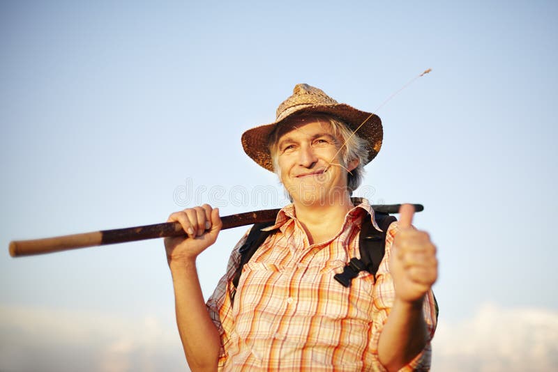 Man Mouth Blade Grass Straw Hat Summer Meadow Stock Photos Free