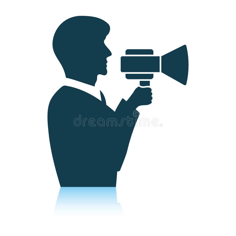 Man with mouthpiece icon stock vector. Illustration of function 145182294