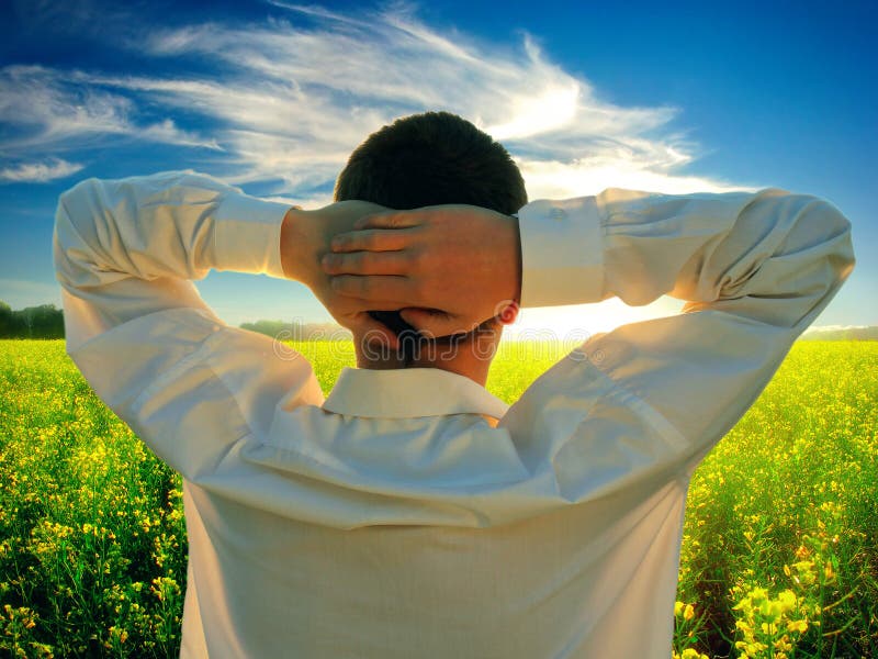 Man at Nature stock photo. Image of romantic, light, field 37146312