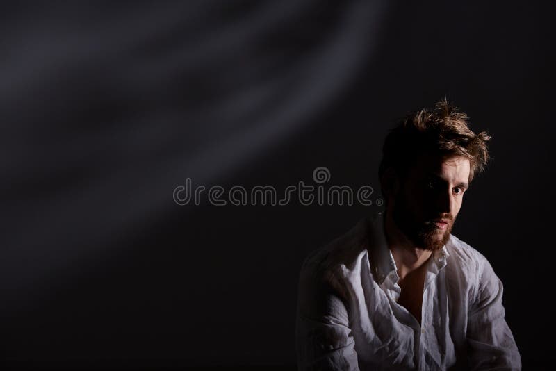 Nervous Man In Rehab Center Stock Image Image of alone, adult 103945723