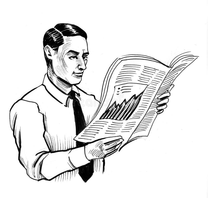 Man And Newspaper Stock Illustration Illustration Of Male