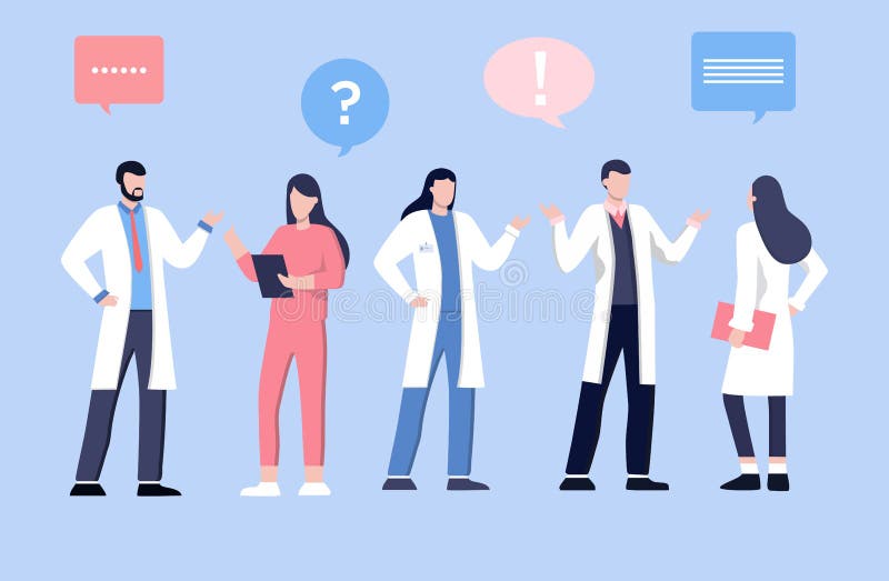 Man och feamledoktor som talar med patienter Sjukv?rdservice, fr?gar en doktor Terapeut i likformig med stetoskopet vektor illustrationer Man och feamledoktor som talar med patienter Sjukv?rdservice, fr?gar en doktor Terapeut i likformig med stetoskopet vektor illustrationer