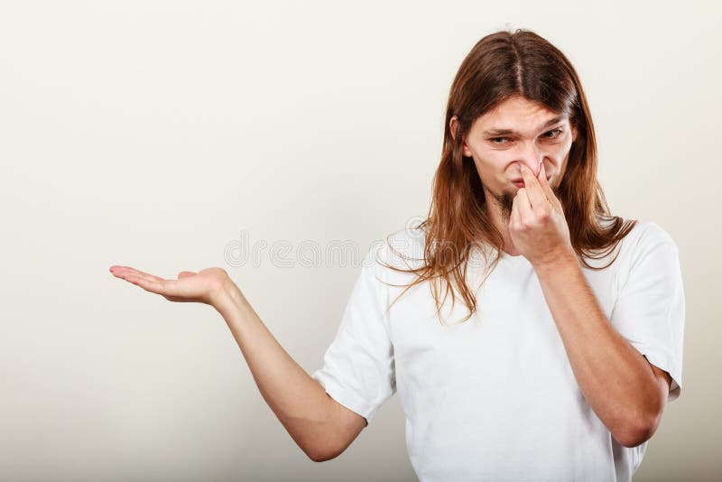 Man with odor of sweat stock photo. Image of sweaty ...