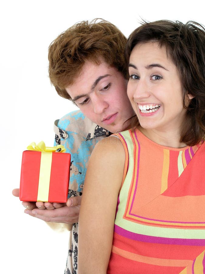 Man Offering Present to Girlfriend