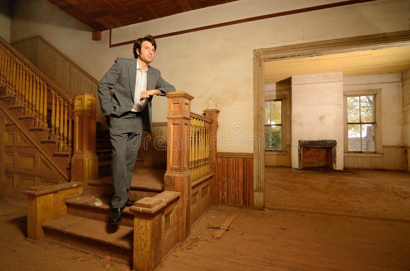 Man in old fashioned interior