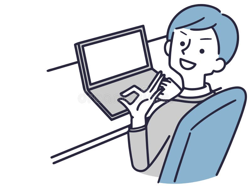 Man operating a computer simple illustration vector illustration
