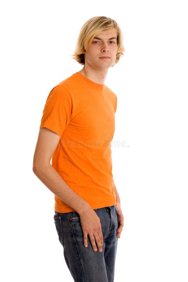 Man in Orange Shirt stock photo. Image of person, orange 21118218