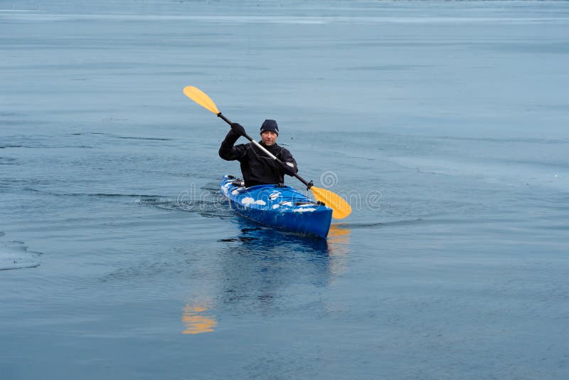 Extreme Kayaking on the River Winter Stock Image Image of coast, extreme 110550965