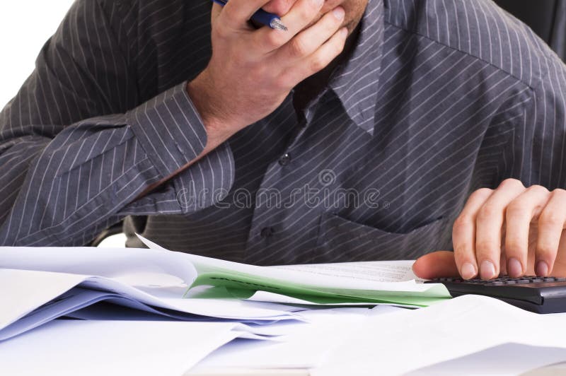 Man and paper work stock photography